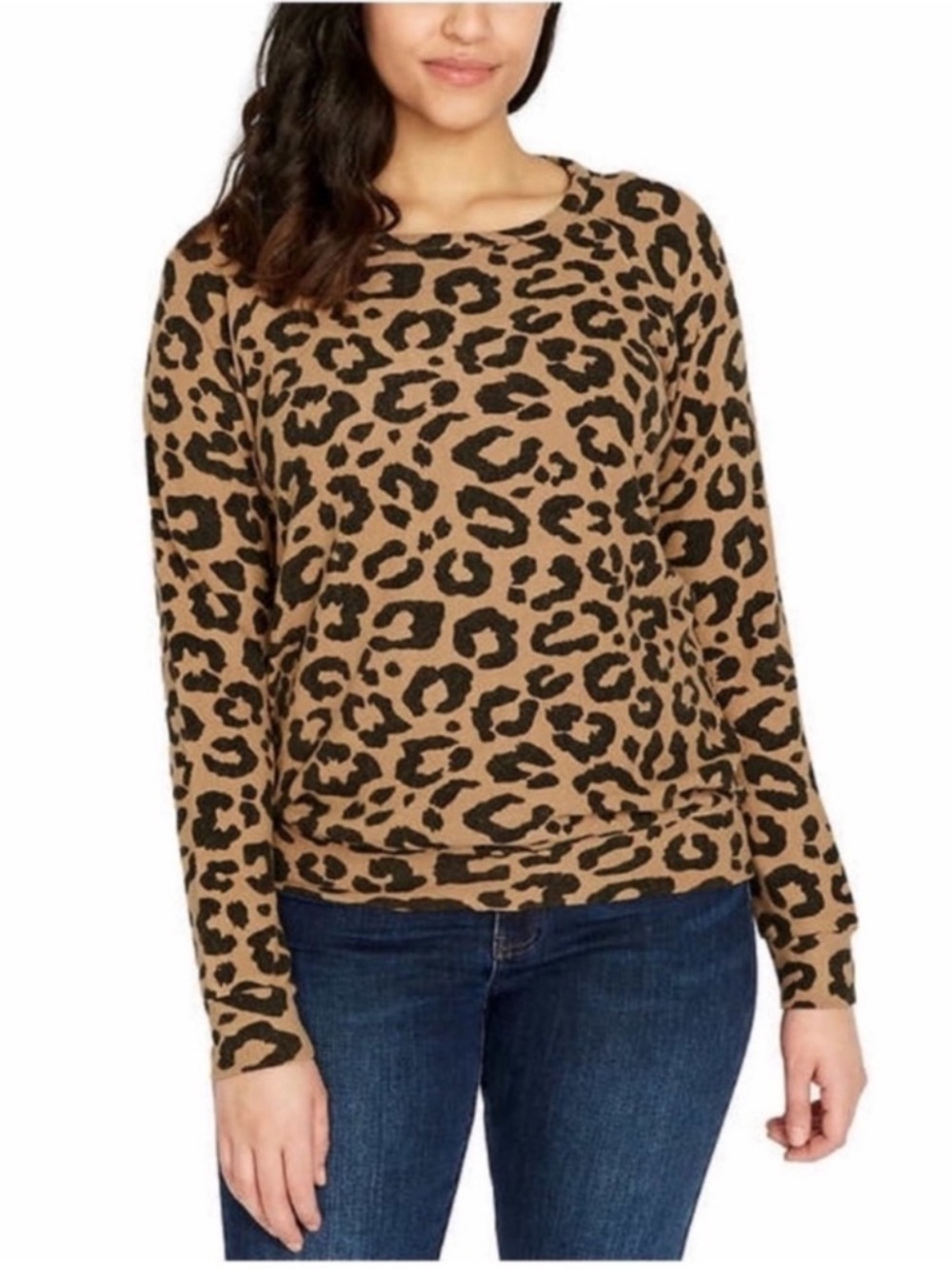 NWT BUFFALO Ladies Printed Cozy Long Sleeve Top CHEETAH GOLD - size XS - winter